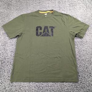 CAT Caterpillar Shirt Men Medium Green Construction Short Sleeve Graphic Tee